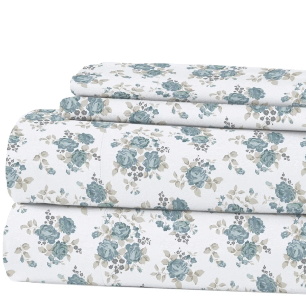 Printed King Size Bed Sheet Set – 4 Piece Soft Polyester Cotton Blend - Image 1